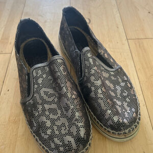 Jimmy Choo silver animal print calf skin slip on sneaker size 38.5